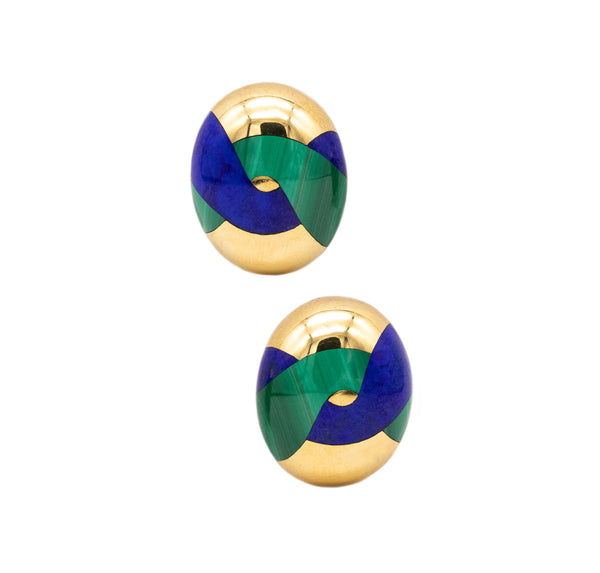 Tiffany Co. 1970 Angela Cummings Earrings In 18Kt Yellow Gold With Inlaid Gemstones