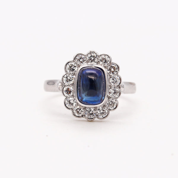 (S)Art Deco 1930 GIA Certified Ring In Platinum 18Kt With 3.67 Cts Pailin Sapphire And Diamonds