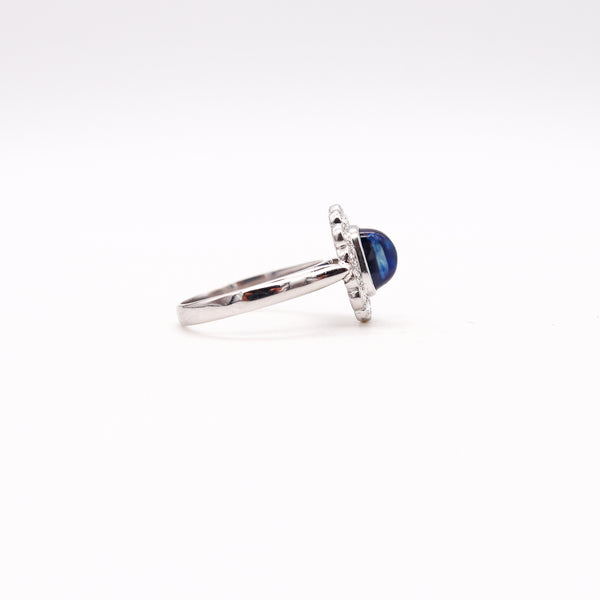 (S)Art Deco 1930 GIA Certified Ring In Platinum 18Kt With 3.67 Cts Pailin Sapphire And Diamonds