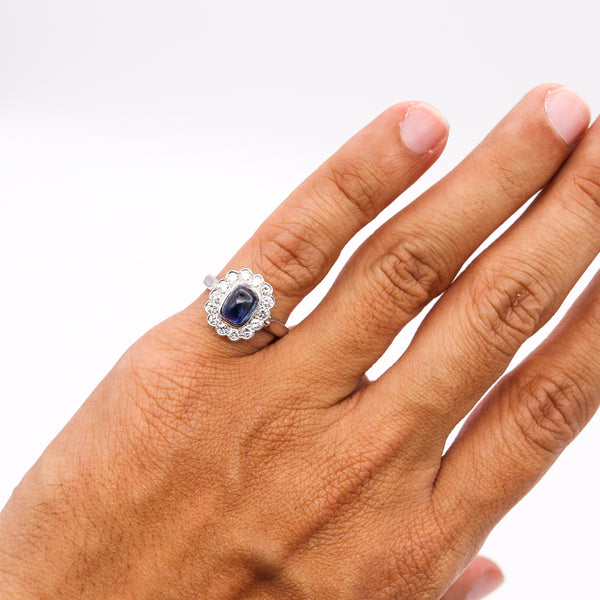 (S)Art Deco 1930 GIA Certified Ring In Platinum 18Kt With 3.67 Cts Pailin Sapphire And Diamonds