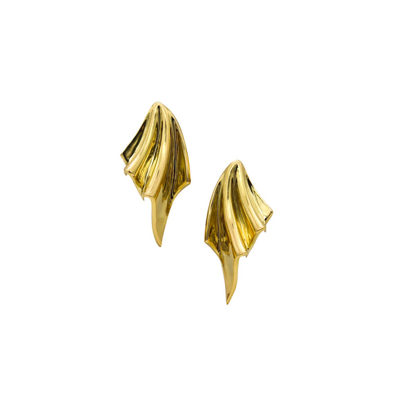 Roberto Legnazzi 1970 Modernism Drapery Clips Earrings In 18Kt Yellow Gold