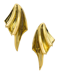 Roberto Legnazzi 1970 Modernism Drapery Clips Earrings In 18Kt Yellow Gold