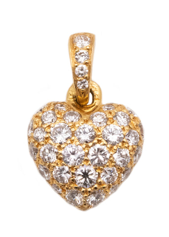 CARTIER PARIS 18 KT YELLOW GOLD HEART PENDANT WITH 0.84 Ctw VS DIAMONDS