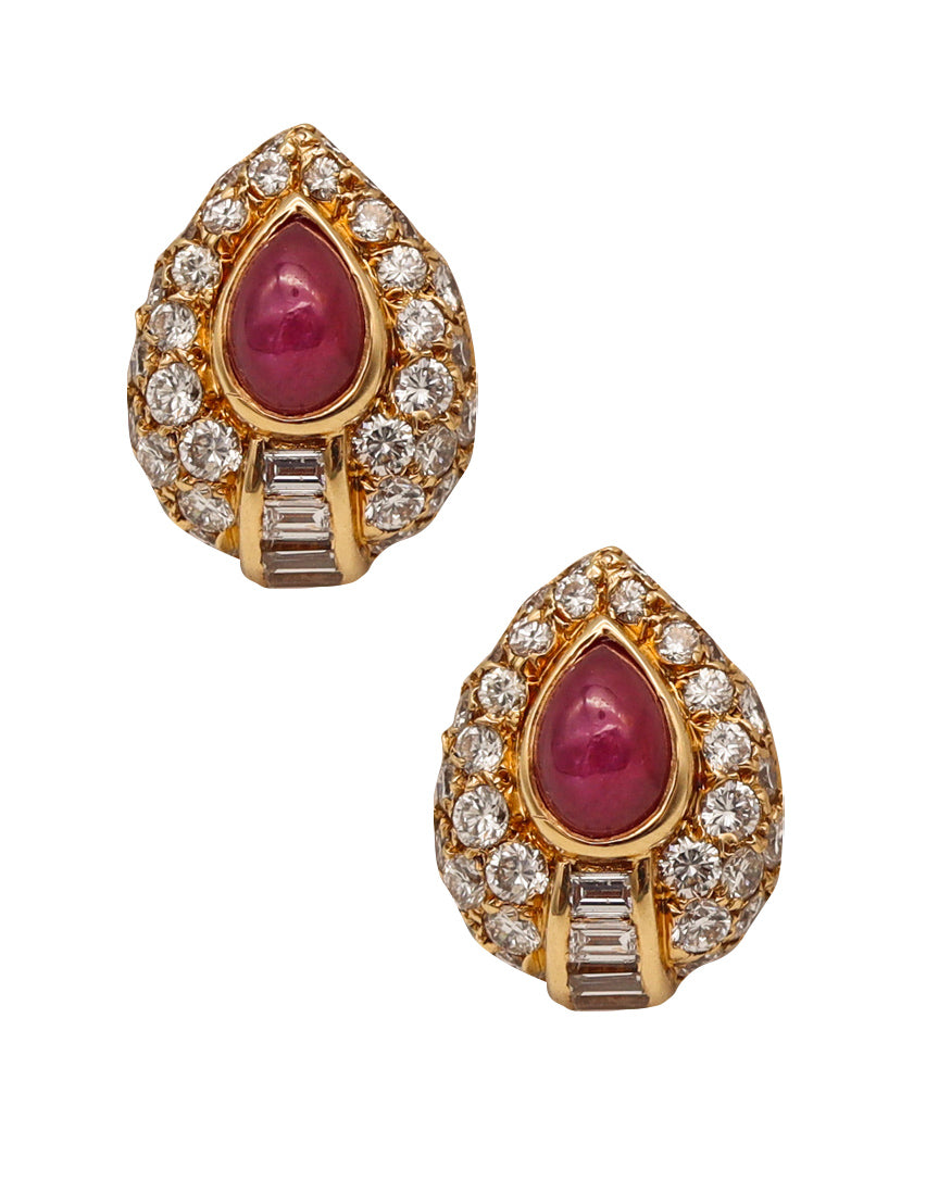 CARTIER George L'Enfant Earrings In 18Kt Gold With 5.44 Cts Burma Rubies & Diamonds