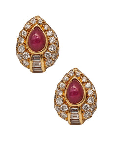 CARTIER George L'Enfant Earrings In 18Kt Gold With 5.44 Cts Burma Rubies & Diamonds
