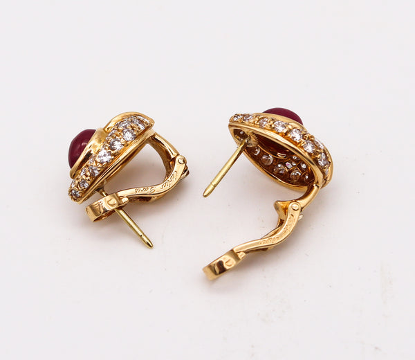 CARTIER George L'Enfant Earrings In 18Kt Gold With 5.44 Cts Burma Rubies & Diamonds