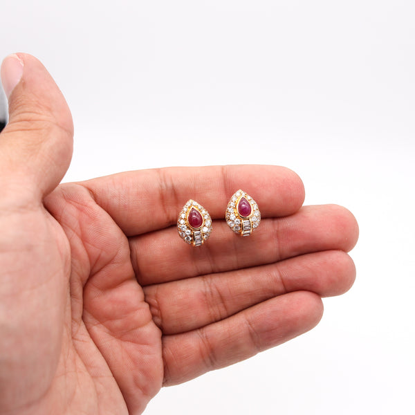 CARTIER George L'Enfant Earrings In 18Kt Gold With 5.44 Cts Burma Rubies & Diamonds