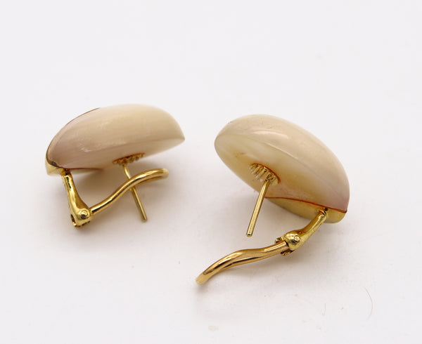 Tiffany Co 1977 Angela Cummings Oval Earrings In 18Kt Gold With White Nacre