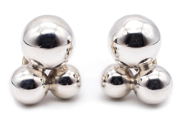 M & J SAVITT STERLING ATOMIC BALL  SILVER EARRINGS