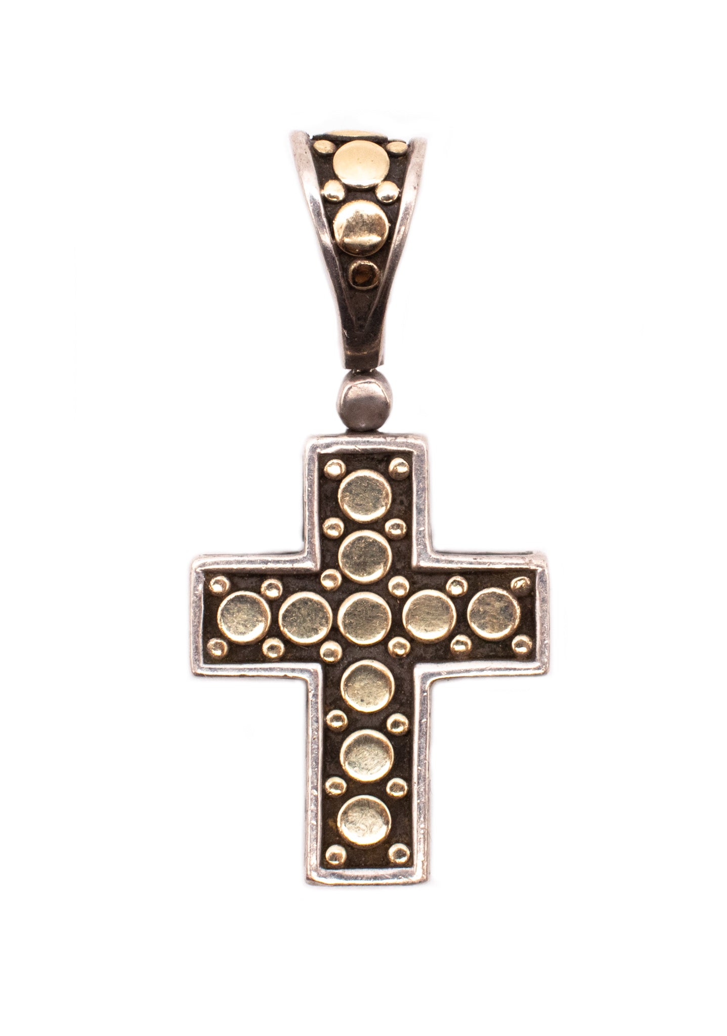 JOHN HARDY 18 KT AND STERLING SILVER DOTS CROSS