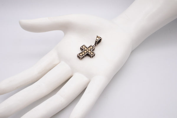 JOHN HARDY 18 KT AND STERLING SILVER DOTS CROSS