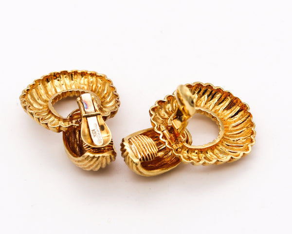 David Webb 1970 New York Fluted Door Knockers Earrings In 18 kt Yellow Gold