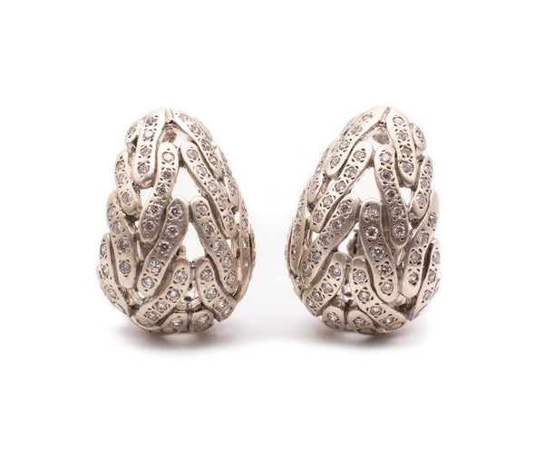 JOHN HARDY 18 KT AND STERLING SILVER HUGGIES WITH DIAMONDS