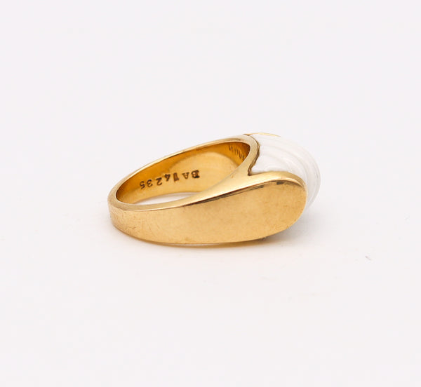 *Bvlgari Roma Tronchetto Ring in 18 kt Yellow Gold With White Ceramic