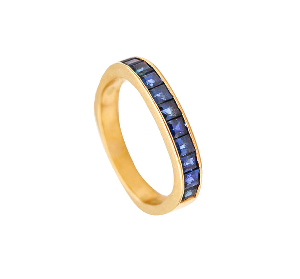 Gubelin 1970 By Paul Binder Squared Ring In 18Kt Gold With 1.12 Cts In Sapphires