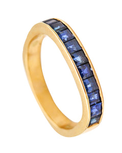 Gubelin 1970 By Paul Binder Squared Ring In 18Kt Gold With 1.12 Cts In Sapphires