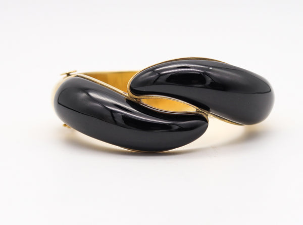 Tiffany And Co. 1981 Elsa Peretti Crossover Black Jade Bangle In 18Kt Yellow Gold