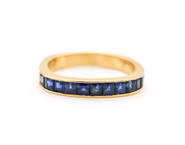 Gubelin 1970 By Paul Binder Squared Ring In 18Kt Gold With 1.12 Cts In Sapphires