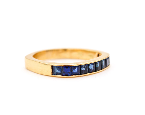 Gubelin 1970 By Paul Binder Squared Ring In 18Kt Gold With 1.12 Cts In Sapphires