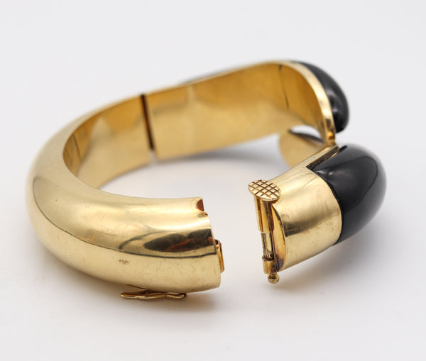 Tiffany And Co. 1981 Elsa Peretti Crossover Black Jade Bangle In 18Kt Yellow Gold