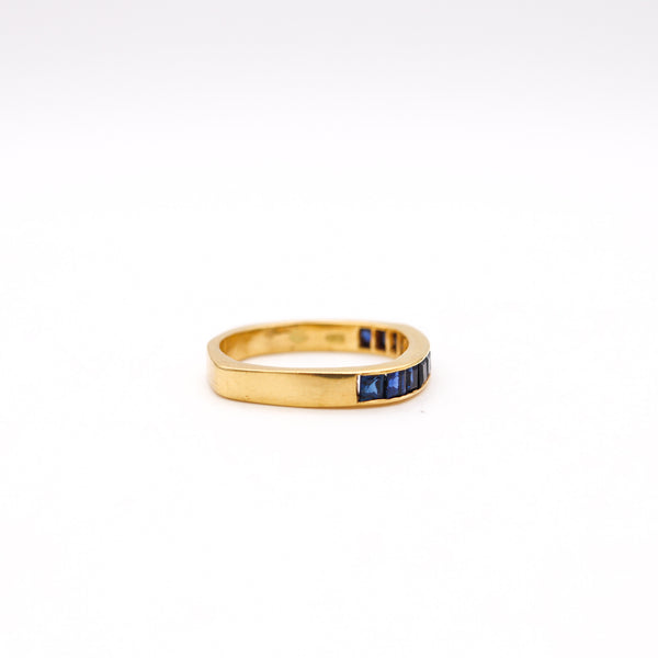 Gubelin 1970 By Paul Binder Squared Ring In 18Kt Gold With 1.12 Cts In Sapphires