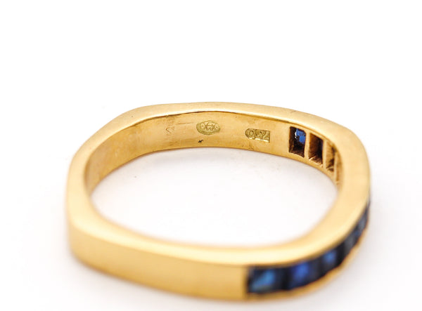 Gubelin 1970 By Paul Binder Squared Ring In 18Kt Gold With 1.12 Cts In Sapphires