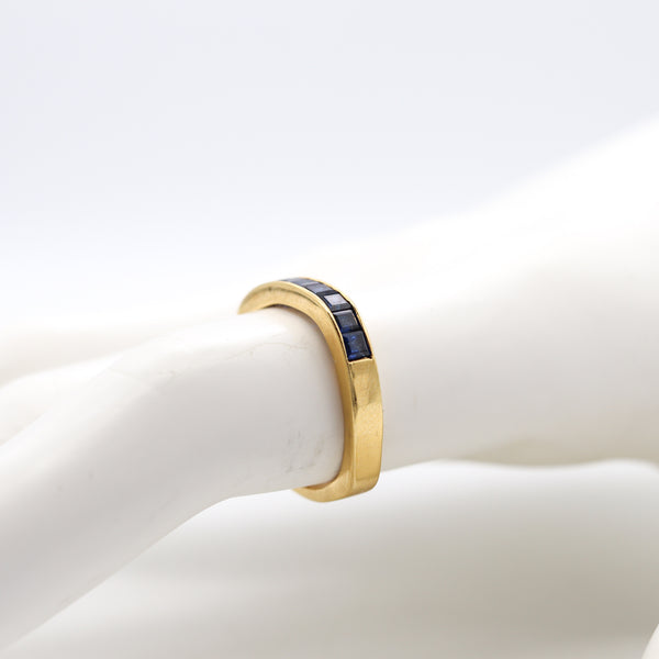 Gubelin 1970 By Paul Binder Squared Ring In 18Kt Gold With 1.12 Cts In Sapphires