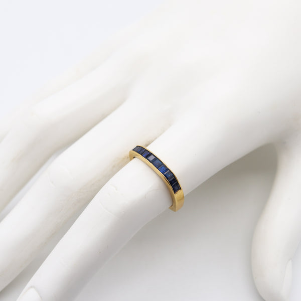 Gubelin 1970 By Paul Binder Squared Ring In 18Kt Gold With 1.12 Cts In Sapphires