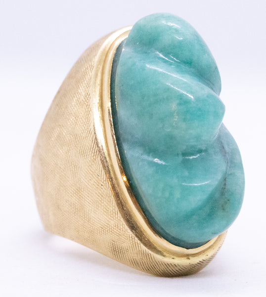 *Burle Marx 1960 Brazil 18 kt gold Forma livre ring with 25 Cts in carved amazonite jade
