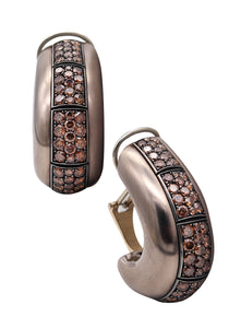 Hemmerle Munich Hoops Clips Earrings In 18Kt Gold And Palladium With 10.40 Ctw Diamonds