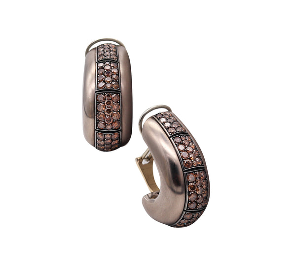 Hemmerle Munich Hoops Clips Earrings In 18Kt Gold And Palladium With 10.40 Ctw Diamonds