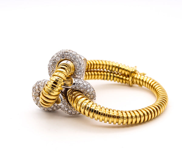 *Carlo Weingrill 1960 Retro Tubogas Bracelet in 18 Kt Gold & Platinum with 15.36 Cts in Diamonds