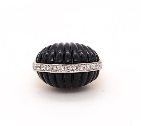 *H. Stern 1960 Mid Century Dome Ring in 18 Kt Gold with 35.4 Cts in Diamonds & Onyx