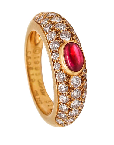 Cartier Paris Gems Set Ring In 18Kt Gold With 2.29 Cts In Diamond And Burmese Ruby