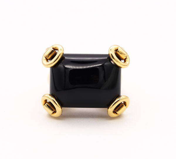 Gucci Milano Horsebit Cocktail Ring In 18Kt Yellow Gold With 26 Cts Black Onyx