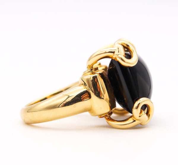 Gucci Milano Horsebit Cocktail Ring In 18Kt Yellow Gold With 26 Cts Black Onyx