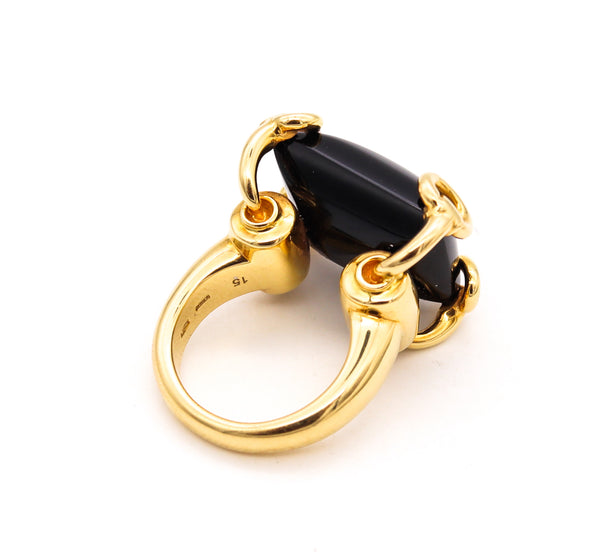 Gucci Milano Horsebit Cocktail Ring In 18Kt Yellow Gold With 26 Cts Black Onyx