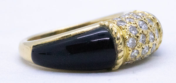 VAN CLEEF & ARPELS VCA 18 KT RING WITH DIAMONDS AND BLACK ONYX