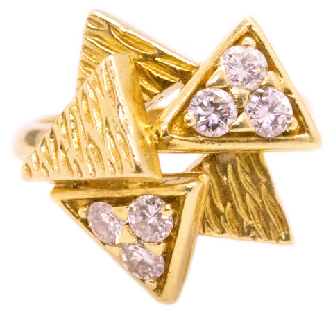 GEOMETRIC RETRO 18 KT RING WITH 1.20 Cts DIAMONDS