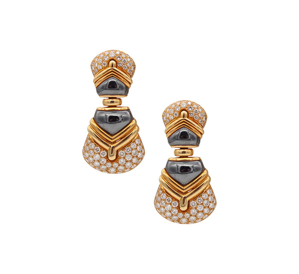 Bvlgari Roma Cocktail Clip-Earrings In 18Kt Yellow Gold With 7.56 Cts In VS Diamonds