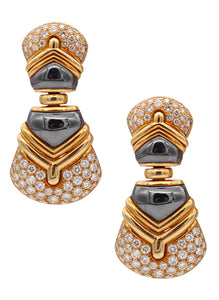 Bvlgari Roma Cocktail Clip-Earrings In 18Kt Yellow Gold With 7.56 Cts In VS Diamonds