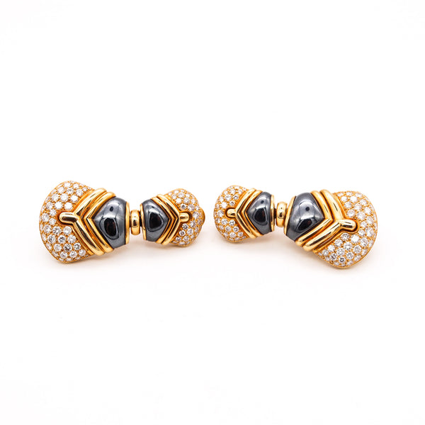 Bvlgari Roma Cocktail Clip-Earrings In 18Kt Yellow Gold With 7.56 Cts In VS Diamonds