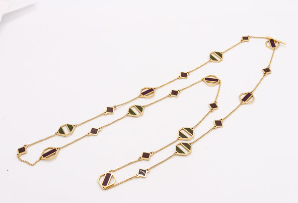 Tiffany & Co 1980 Paloma Picasso Very Rare Sautoir Necklace In 18Kt Gold With Jades