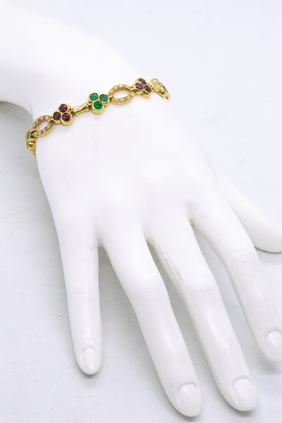 FRED OF PARIS 18 KT BRACELET WITH 7.89 Ctw RUBY, EMERALDS & DIAMONDS