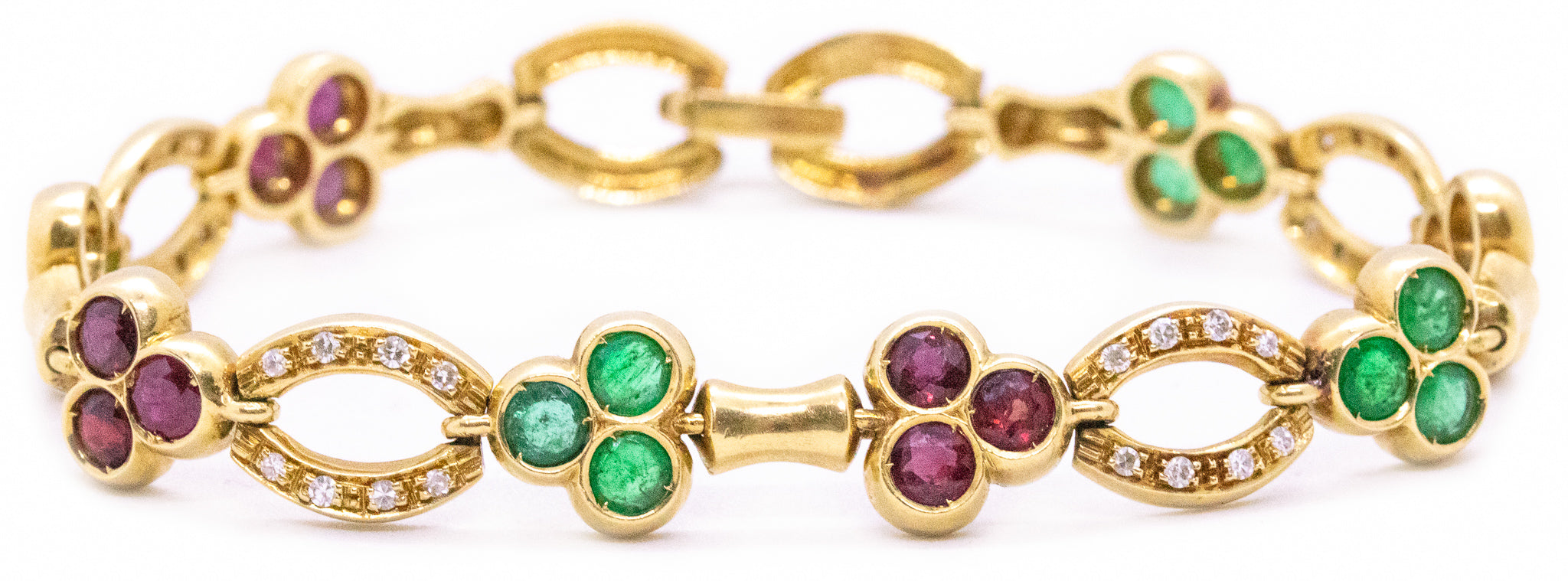 FRED OF PARIS 18 KT BRACELET WITH 7.89 Ctw RUBY, EMERALDS & DIAMONDS