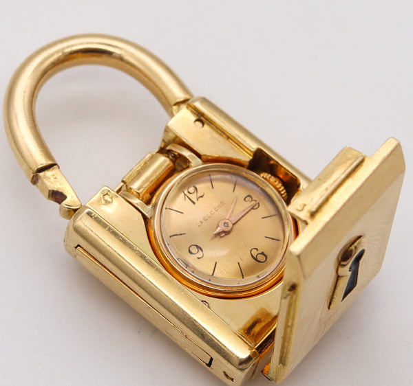 *Lacloche Frères 1930 Paris Rare Art-Deco Pendant Watch in 18 kt Yellow gold & Enamel