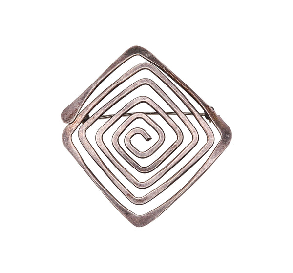 Ed Wiener 1960 New York Vintage Geometric Brooch In .925 Sterling Silver