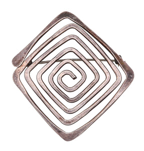 Ed Wiener 1960 New York Vintage Geometric Brooch In .925 Sterling Silver