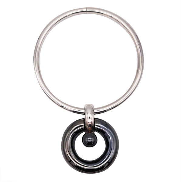 Takashi Wada Torque Geometric Necklace In Blackened Polished .925 Sterling Silver