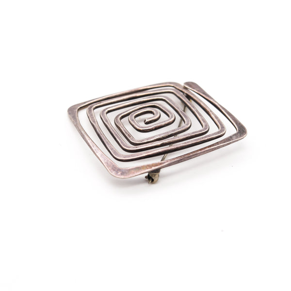 Ed Wiener 1960 New York Vintage Geometric Brooch In .925 Sterling Silver